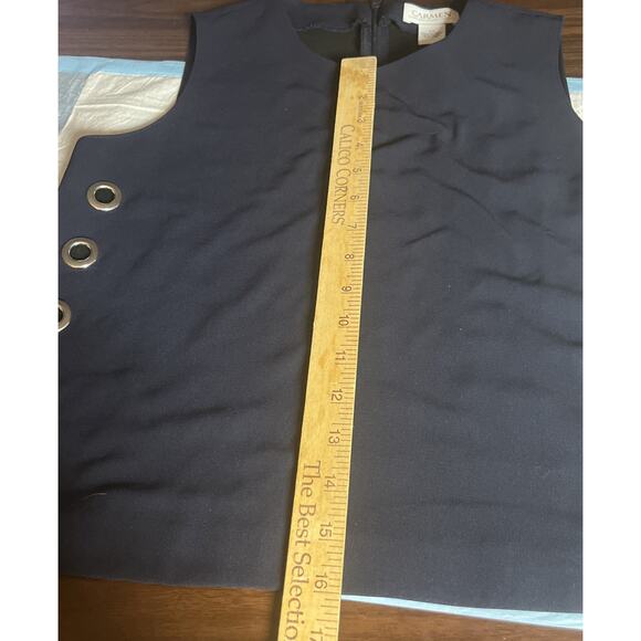 CARMEN MARC VALVO WOMEN'S Dark Blue SLEEVELESS TOP XS Zip Back,Silver Grommets - Picture 8 of 16